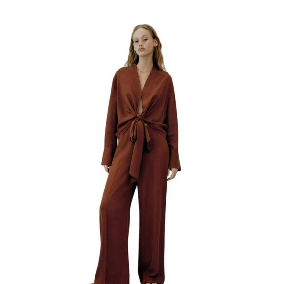 Zara Women's Terracotta Knot Blouse - Picture 2 of 3